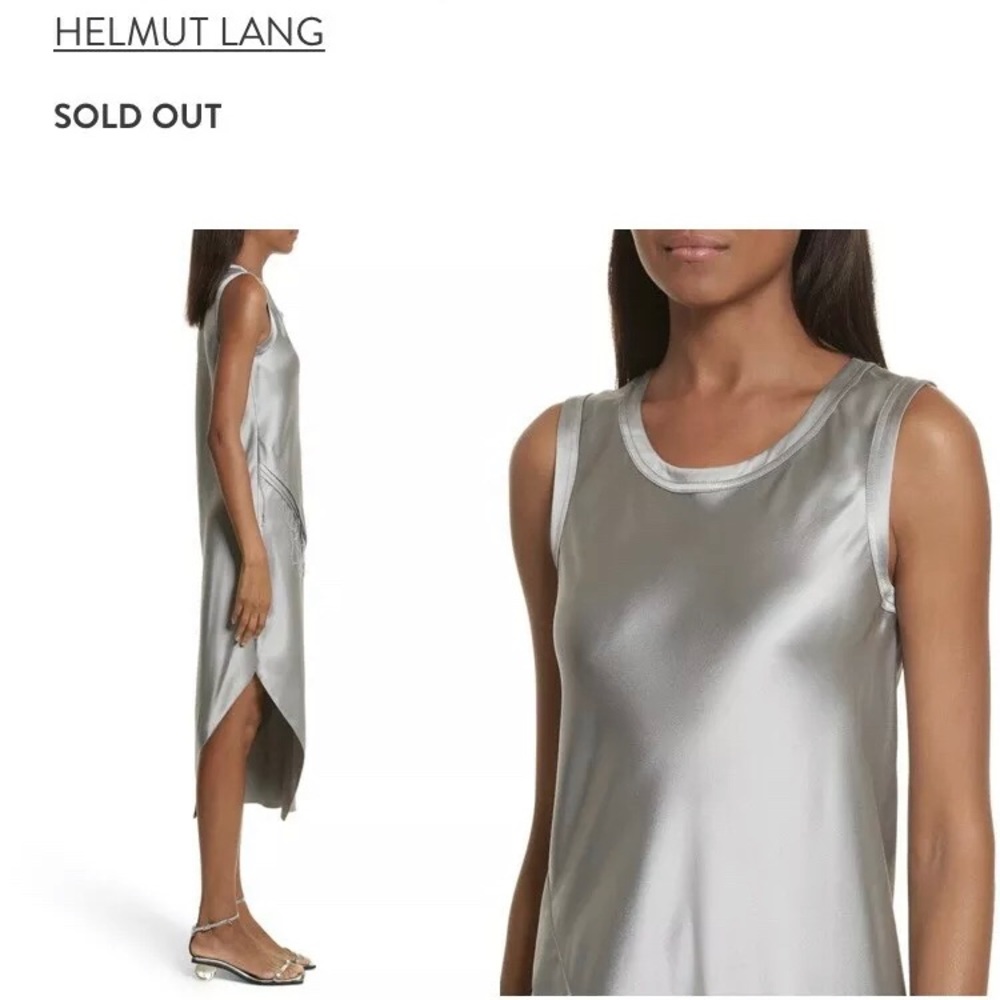 Helmut Lang silver 100% silk dress